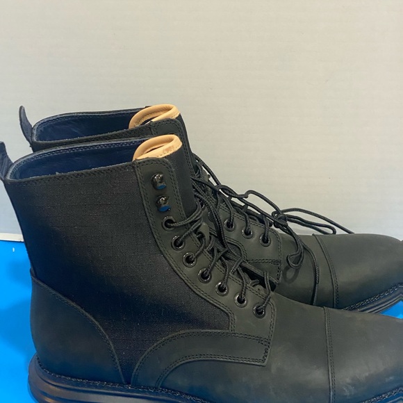 COLE HAAN LUNARGRAND LACE UP COMBAT CAP TOE BOOT BOOTS BLACK 8.5 - Picture 4 of 11